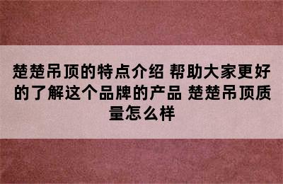 楚楚吊顶的特点介绍 帮助大家更好的了解这个品牌的产品 楚楚吊顶质量怎么样